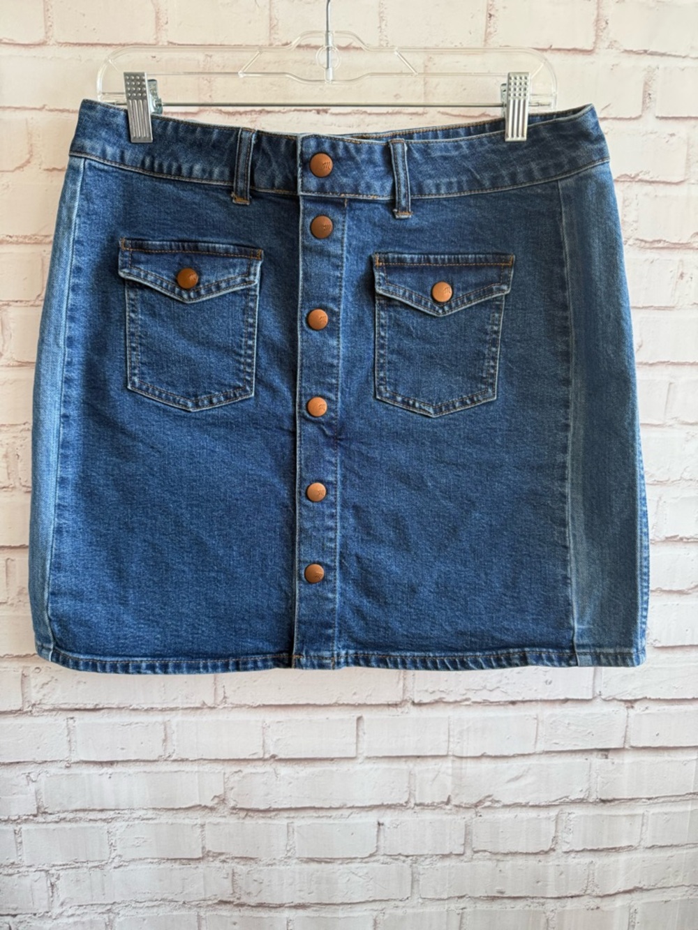 Madewell Blue Button-Front Denim Mini Skirt